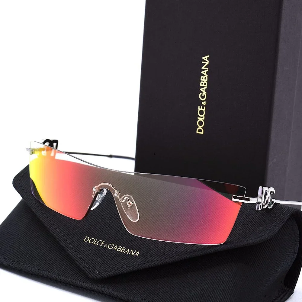NEW DOLCE & GABBANA DG2292 IRIDESCENT RIMLESS SHIELD AUTHENTIC SUNGLASSES - Picture 5 of 15